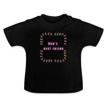 Mama's beste Freundin - Baby Bio-T-Shirt mit Rundhals - Schwarz - Vorne