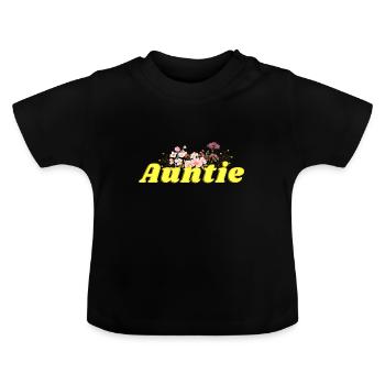 Auntie Flower personalize Clothing - Baby Bio-T-Shirt mit Rundhals - Schwarz - Vorne