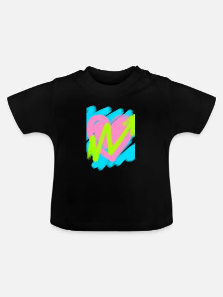 Herz mit Marker - Baby Bio-T-Shirt mit Rundhals - Schwarz