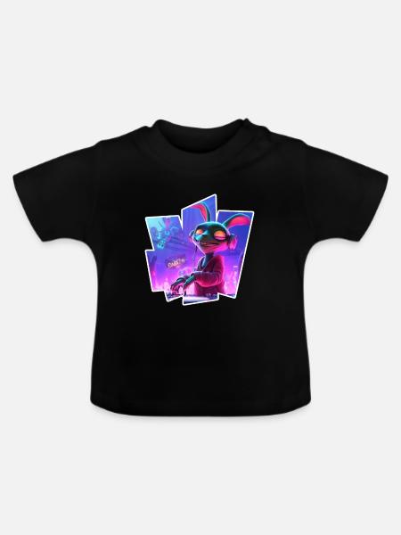 Rabbit Dj - Baby Bio-T-Shirt mit Rundhals - Schwarz