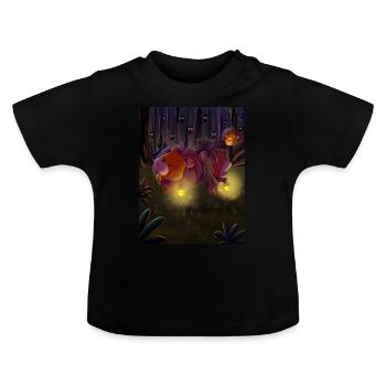 Lio Löwe im dunklen Wald - Baby Bio-T-Shirt mit Rundhals - Schwarz - Vorne