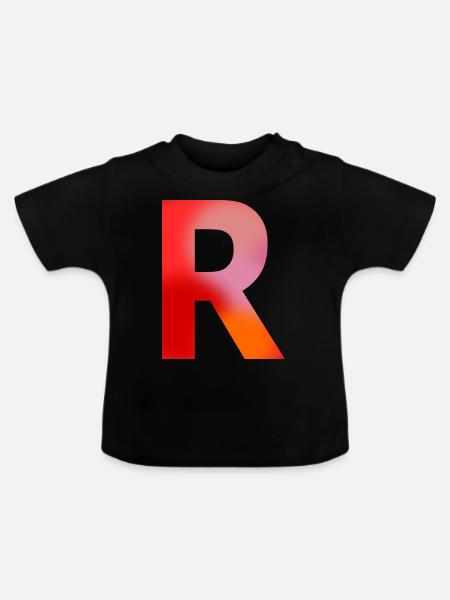 BUCHSTABE R - Baby Bio-T-Shirt mit Rundhals - Schwarz