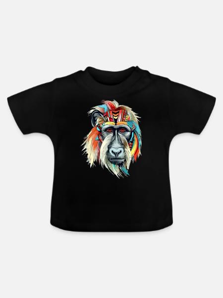 Folu der Mandrill - Baby Bio-T-Shirt mit Rundhals - Schwarz