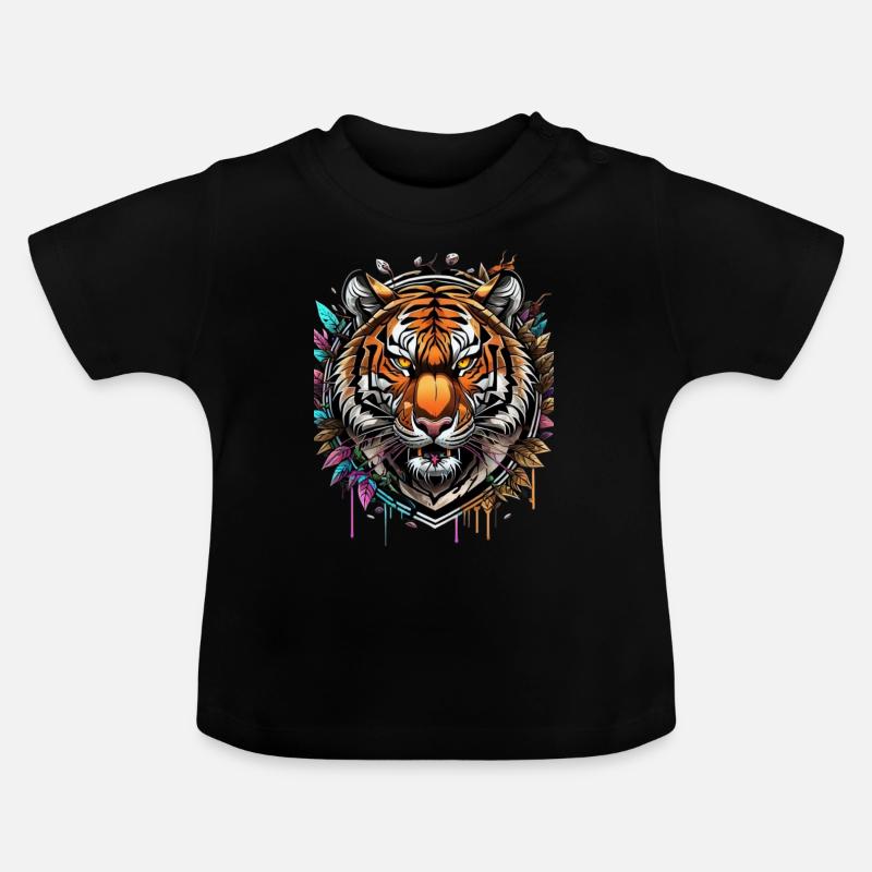 Graffiti Tigre - T-shirt bio col rond Bébé - noir