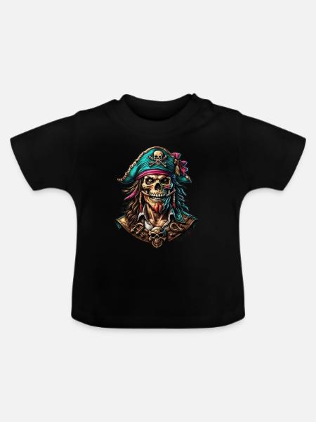 Pirat - Baby Bio-T-Shirt mit Rundhals - Schwarz