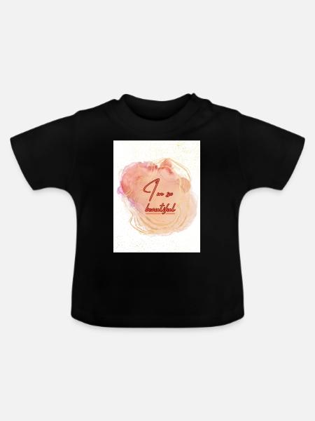I´m so beautiful - Baby Bio-T-Shirt mit Rundhals - Schwarz