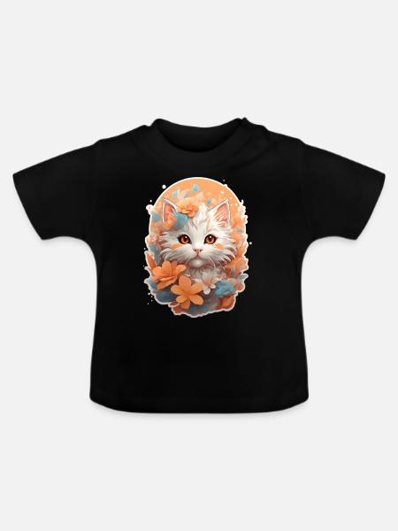 Kätzchen im Wunderland - Baby Bio-T-Shirt mit Rundhals - Schwarz