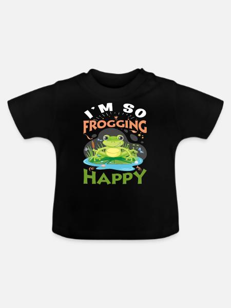 I´m so Frogging Happy - Baby Bio-T-Shirt mit Rundhals - Schwarz