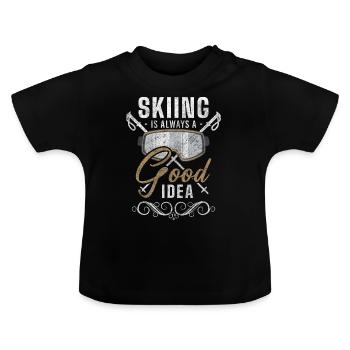 Skifahrer Sport Winterurlaub Apres Ski - Baby Bio-T-Shirt mit Rundhals - Schwarz - Vorne