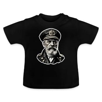 Kapitän / Seemann / Matrose / Seefahrt / Ahoi - Baby Bio-T-Shirt mit Rundhals - Schwarz - Vorne