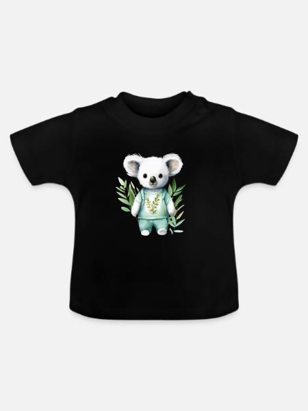 Eukalyptus-Träumer: Koala-T-Shirt - Baby Bio-T-Shirt mit Rundhals - Schwarz
