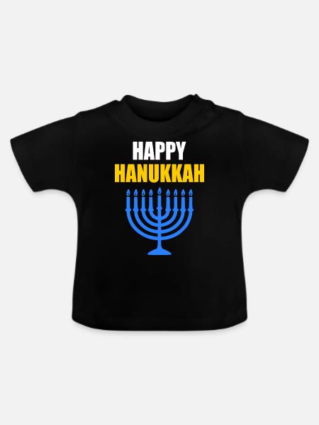 HAPPY HANUKKAH - Baby Bio-T-Shirt mit Rundhals - Schwarz