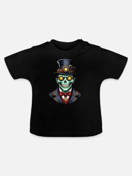 Gruseliger Halloween Steampunk Ghul - Baby Bio-T-Shirt mit Rundhals - Schwarz