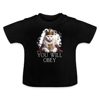 Lustige Königskatze mit Krone - Baby Bio-T-Shirt mit Rundhals - Schwarz - Vorne