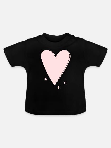 Modernes Herz Herzlinie - Baby Bio-T-Shirt mit Rundhals - Schwarz