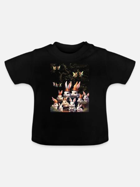 Hasen und Feen - Baby Bio-T-Shirt mit Rundhals - Schwarz