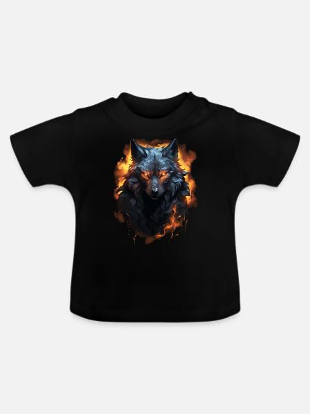 Wolf of Fire - Baby Bio-T-Shirt mit Rundhals - Schwarz