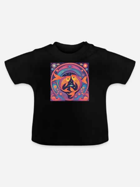 Fische Sternzeichen Astrologie Geschenk - Baby Bio-T-Shirt mit Rundhals - Schwarz