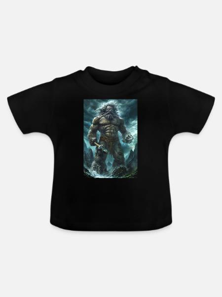 Riese Giant Geschenk - Baby Bio-T-Shirt mit Rundhals - Schwarz