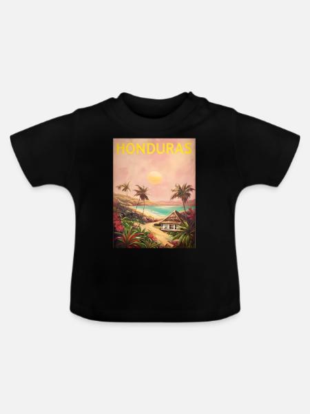 Honduras Stolz Herkunft Geschenk - Baby Bio-T-Shirt mit Rundhals - Schwarz
