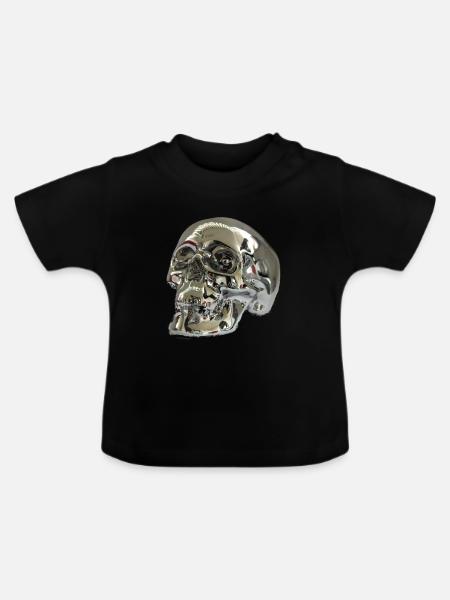 Silber Skull - Baby Bio-T-Shirt mit Rundhals - Schwarz