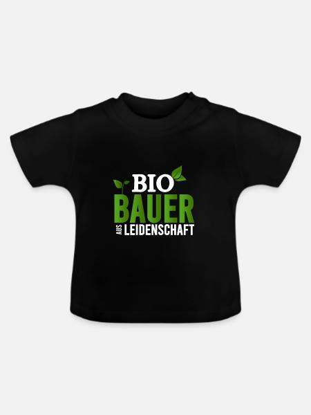 Bio Bauer Leidenschaft Logo - Baby Bio-T-Shirt mit Rundhals - Schwarz