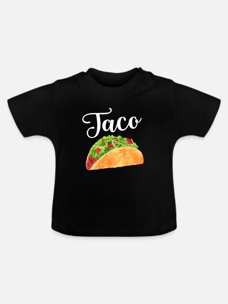 Aquarell-Taco - Baby Bio-T-Shirt mit Rundhals - Schwarz