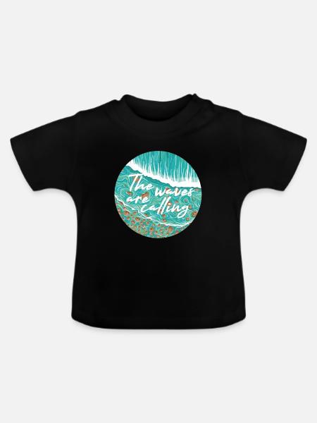 Waves Are Calling - Baby Bio-T-Shirt mit Rundhals - Schwarz