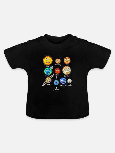 Planeten des Sonnensystems - Baby Bio-T-Shirt mit Rundhals - Schwarz
