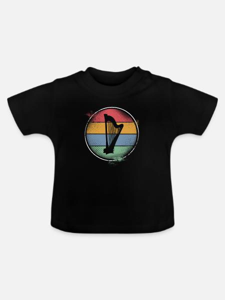 Harfe - Baby Bio-T-Shirt mit Rundhals - Schwarz