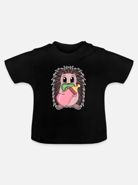Baby Igel - Baby Bio-T-Shirt mit Rundhals - Schwarz