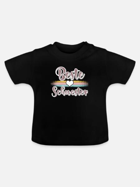 Beste Schwester - Baby Bio-T-Shirt mit Rundhals - Schwarz