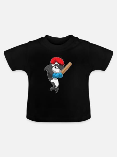 Killerwal Cricket Cricketschläger - Baby Bio-T-Shirt mit Rundhals - Schwarz