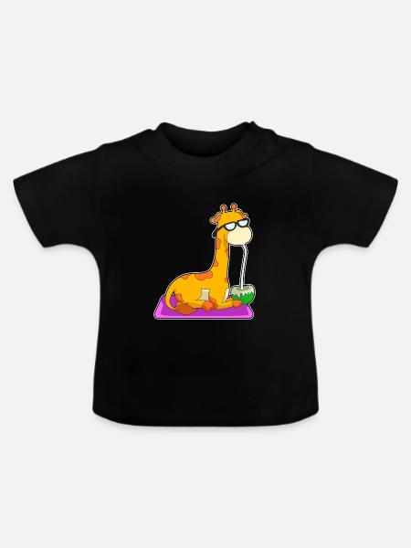 Giraffe Kokosnuss - Baby Bio-T-Shirt mit Rundhals - Schwarz