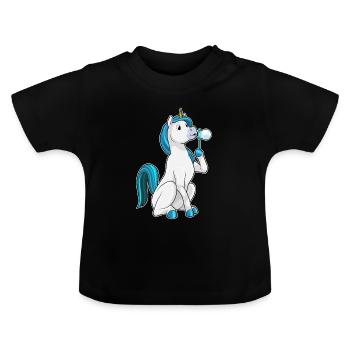 Bulles de savon licorne - T-shirt bio col rond Bébé - noir - Devant