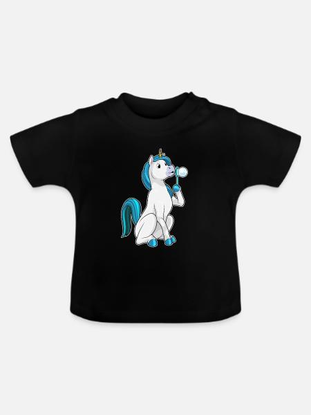 Einhorn Seifenblasen - Baby Bio-T-Shirt mit Rundhals - Schwarz