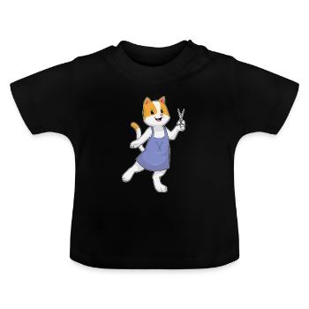 Ciseaux de coiffeur pour chat - T-shirt bio col rond Bébé - noir - Devant