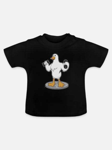 Ente Bodybuilder Hanteln Bodybuilding - Baby Bio-T-Shirt mit Rundhals - Schwarz