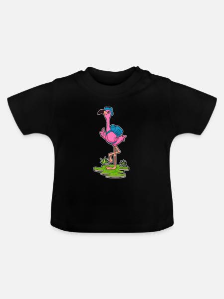 Flamingo Wanderer Rucksack Wandern - Baby Bio-T-Shirt mit Rundhals - Schwarz