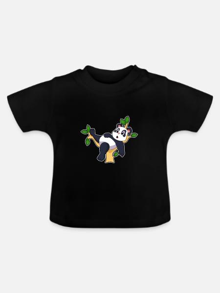 Panda Zweig - Baby Bio-T-Shirt mit Rundhals - Schwarz