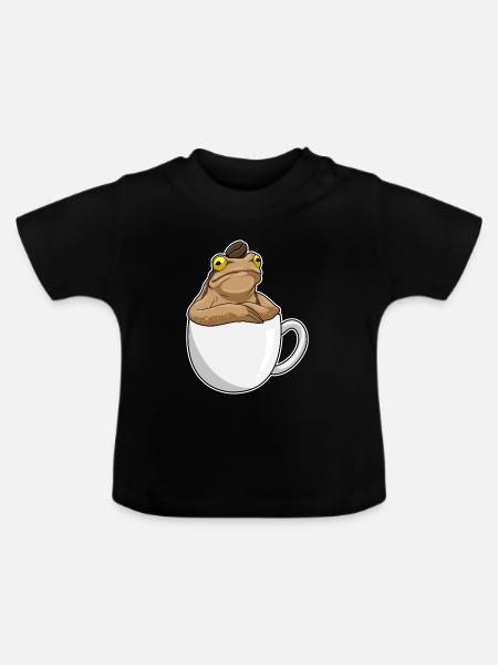 Frosch Kaffee Kaffeebohne - Baby Bio-T-Shirt mit Rundhals - Schwarz