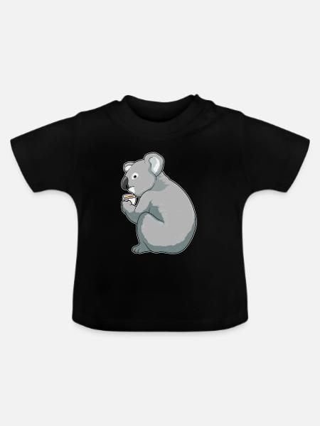 Koala Kaffee Tasse - Baby Bio-T-Shirt mit Rundhals - Schwarz