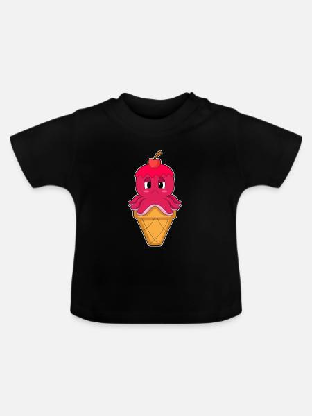 Krake Waffeleis - Baby Bio-T-Shirt mit Rundhals - Schwarz