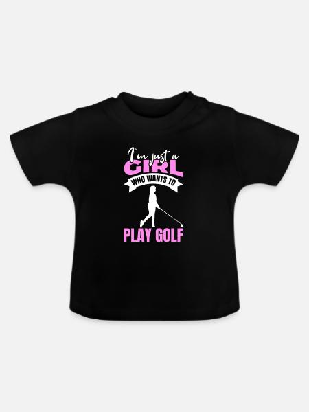 Golfer Mädchen - Baby Bio-T-Shirt mit Rundhals - Schwarz