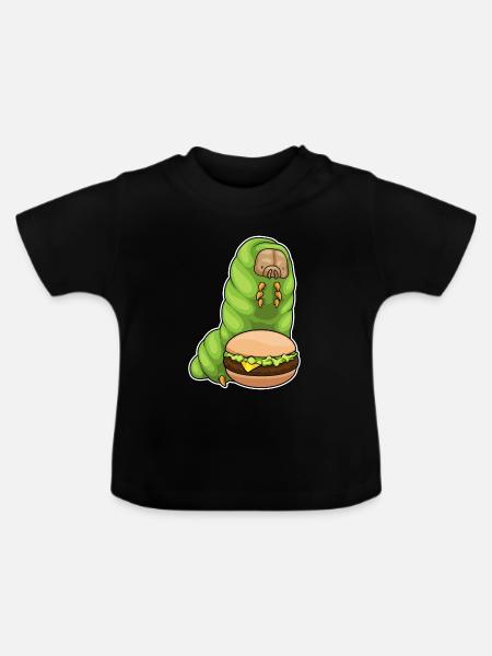 Raupe Cheeseburger - Baby Bio-T-Shirt mit Rundhals - Schwarz