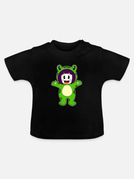 Frosch Mädchen Kostüm - Baby Bio-T-Shirt mit Rundhals - Schwarz