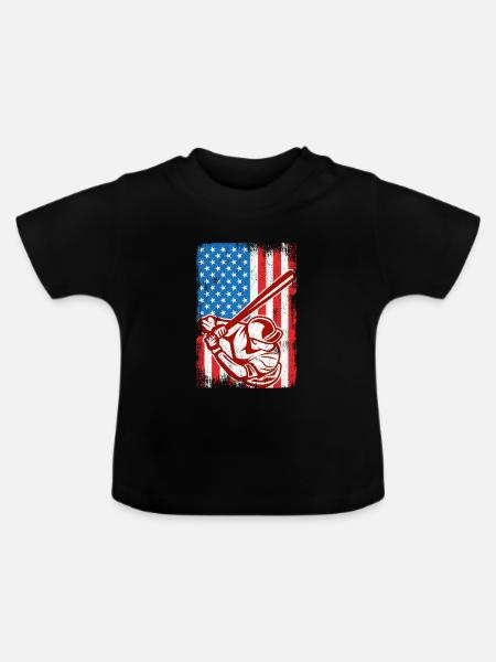 4. Juli Baseball - Baby Bio-T-Shirt mit Rundhals - Schwarz