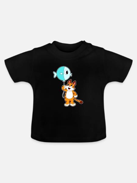 Tiger Luftballon - Baby Bio-T-Shirt mit Rundhals - Schwarz