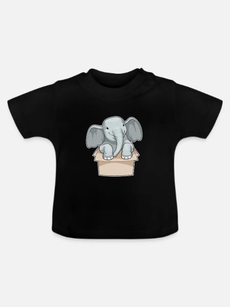 Elefant Karton - Baby Bio-T-Shirt mit Rundhals - Schwarz