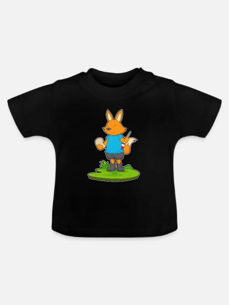 Fuchs Maler Pinsel Malen - Baby Bio-T-Shirt mit Rundhals - Schwarz